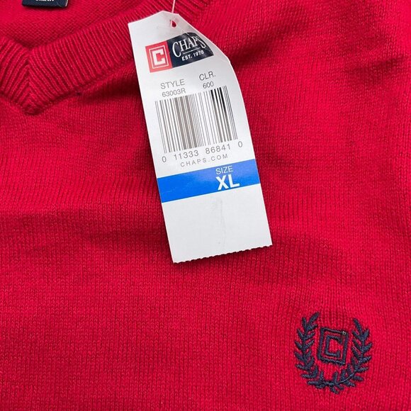 Chaps Ralph Lauren Sweater Men‎ XLarge 46 Red Crest Cotton Cashmere Classic NWT - Picture 4 of 13
